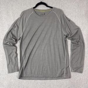 Smartwool Mens L Grey Striped Merino 150 Base Layer Long Sleeve Shirt